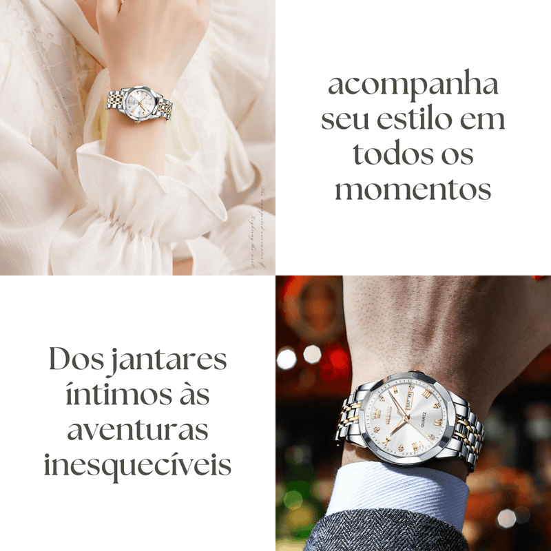 Kit Relógio Casal Masculino e Feminino - OLEVS Elegancy