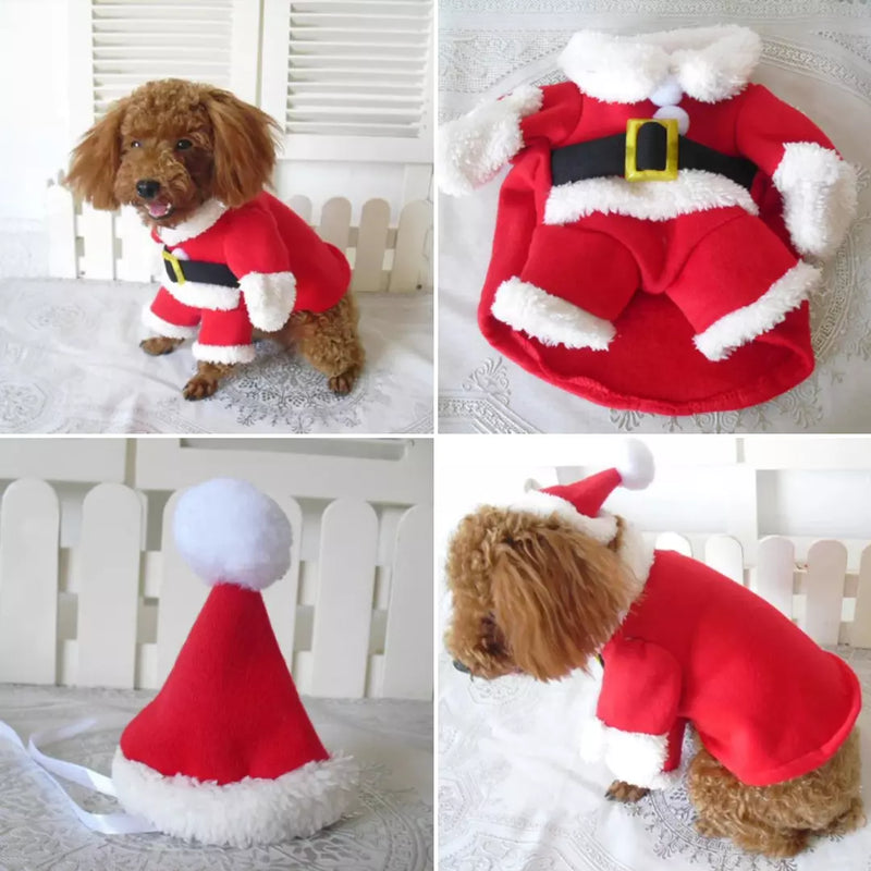 Roupa Papai Noel para Cachorro e Gato Fantasia de Natal Pet