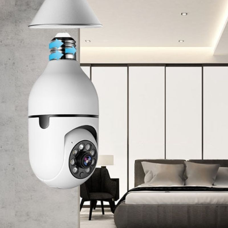 Lâmpada Câmera de Segurança Rotativa 360º com Wifi - Proteja sua Família