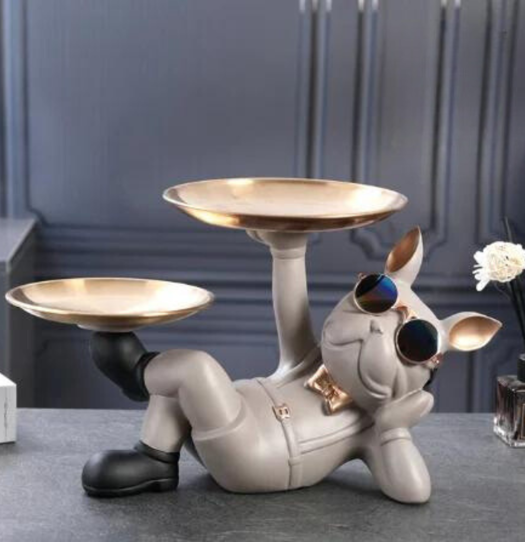 Estátua Decorativa Bulldog para Sala Decoração Cachorro