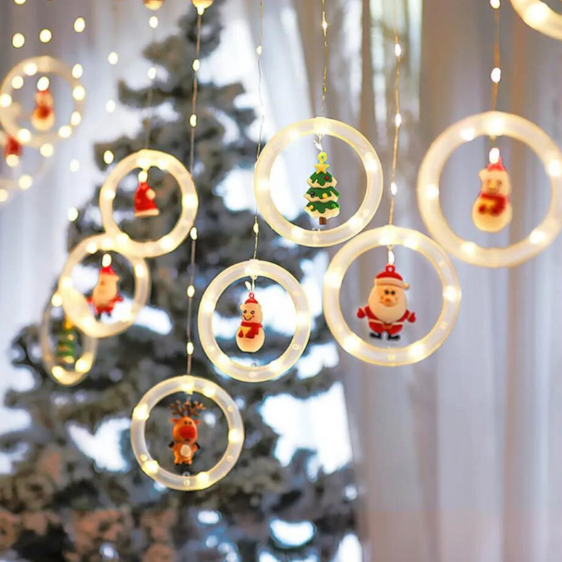 Corda de Luz LED Personagens Natalinos Enfeites e Decoração de Natal