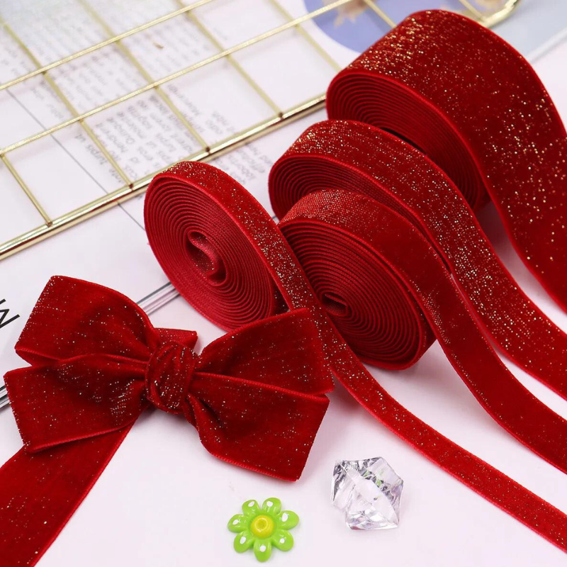 Fita de Veludo Embrulho Decoração Árvore de Natal