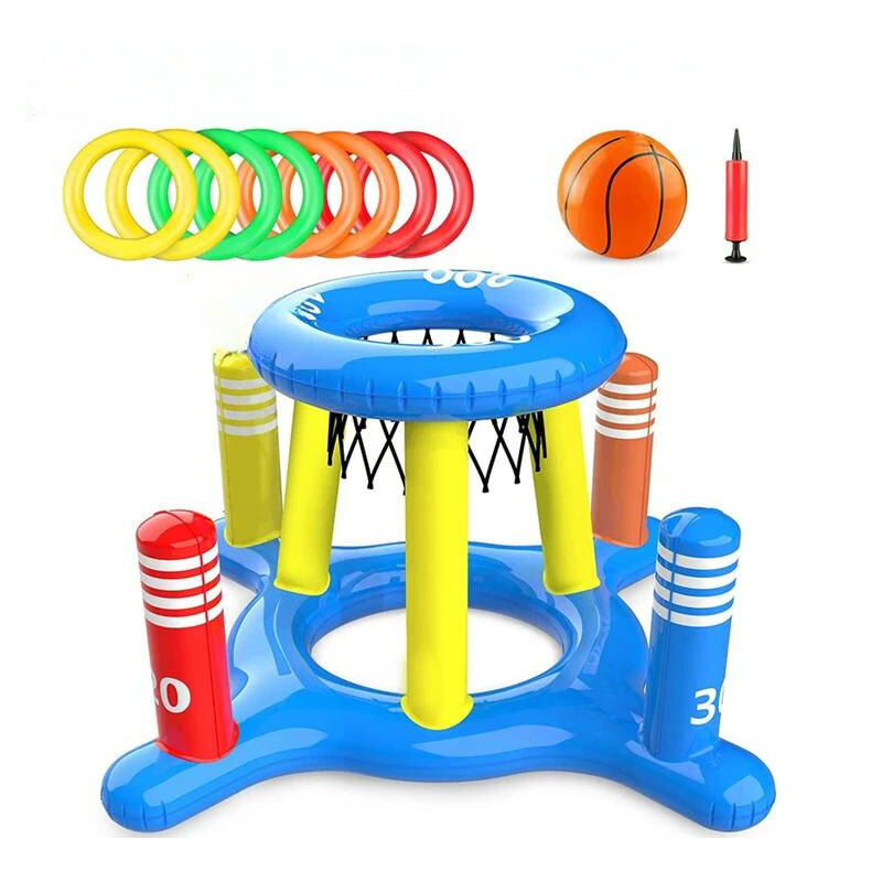 Kit Basquete Flutuante Brinquedo para Piscina Inflável 2 em 1