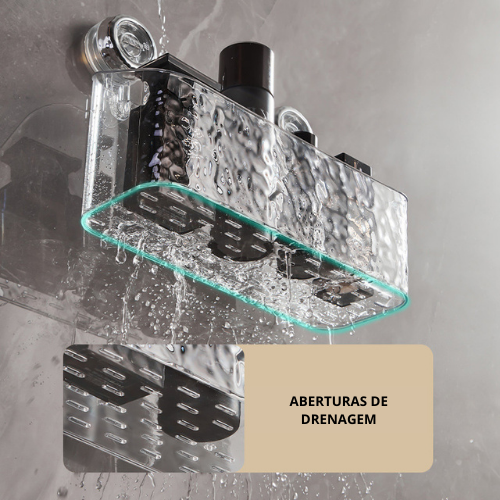 Organizador de Banheiro com Ventosa Giratória e Montagem sem Perfuração