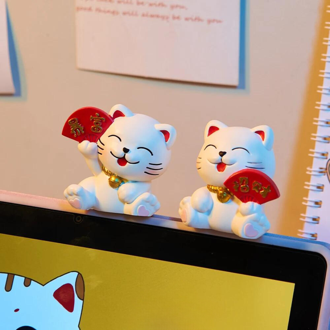 Estátua de Resina para Decoração ou Presente Animal - Estátua Gato da Sorte e Fortuna