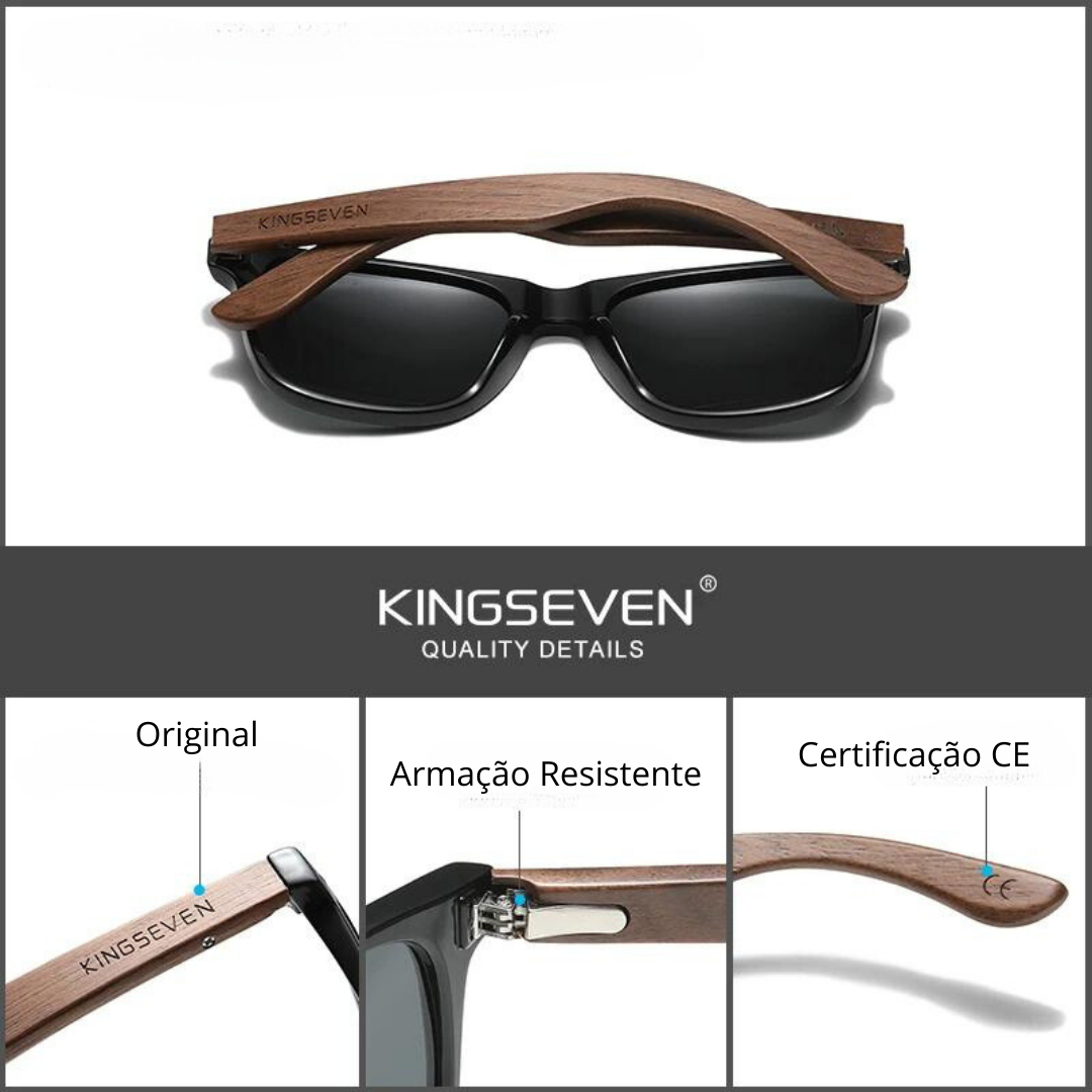 Óculos de Sol Retrô de Madeira Nogueira com Lentes Polarizadas Proteção UV400