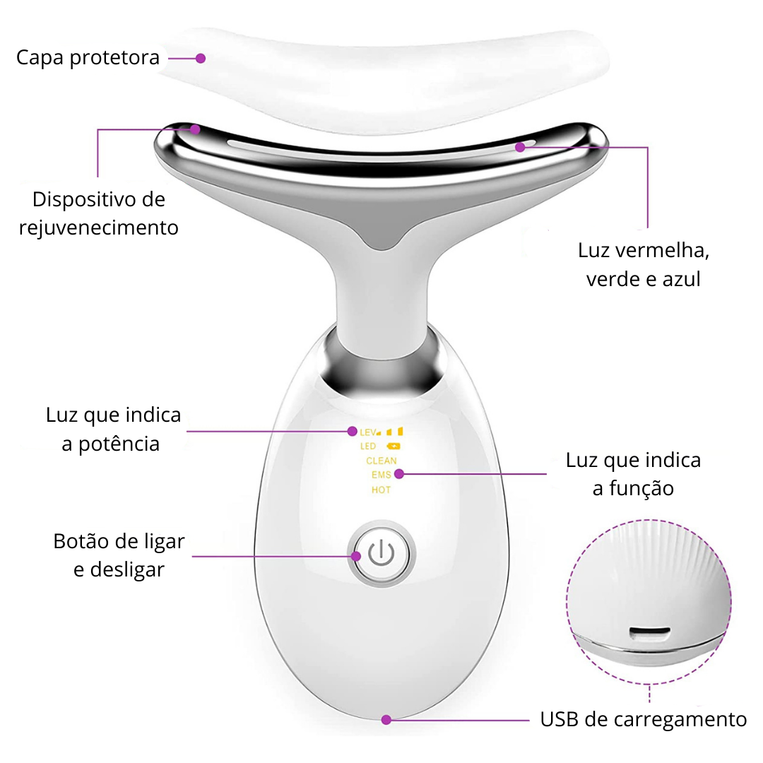 Massageador Facial com Fototerapia Anti-Rugas e Papadas