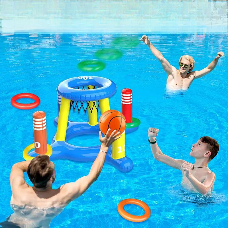 Kit Basquete Flutuante Brinquedo para Piscina Inflável 2 em 1