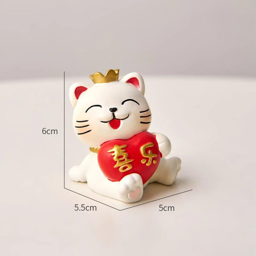 Estátua de Resina para Decoração ou Presente Animal - Estátua Gato da Sorte e Fortuna
