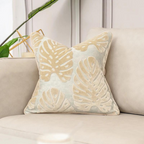 Capa de Almofada para Sofá e Cama Aveludada e Bordada - Almofadas Off White