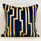 Capa de Almofada para Sofá Aveludada e Bordada - Almofada Geométrica