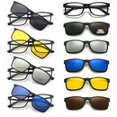Óculos de Grau e Sol 6 em 1 com Clip-on Magnético Lentes Polarizadas Proteção UV