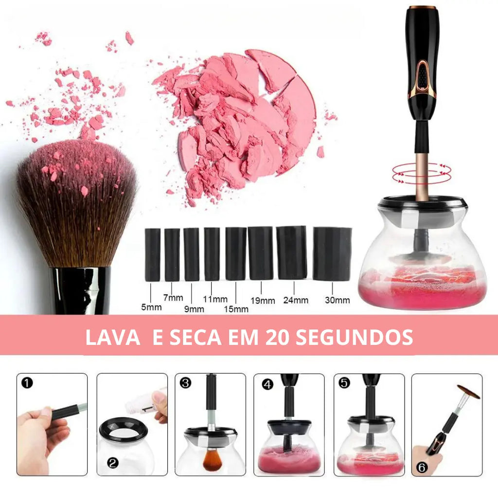 Limpador de Pincéis de Maquiagem e Secador Premium Giratório Elétrico e Automático