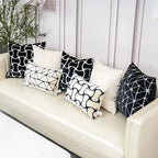 Capa de Almofada para Sofá Aveludada e Bordada - Almofadas Geométricas