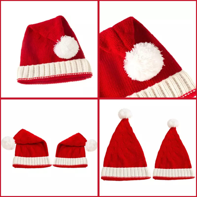 Gorro de Papai Noel Acessório de Natal em Tricot