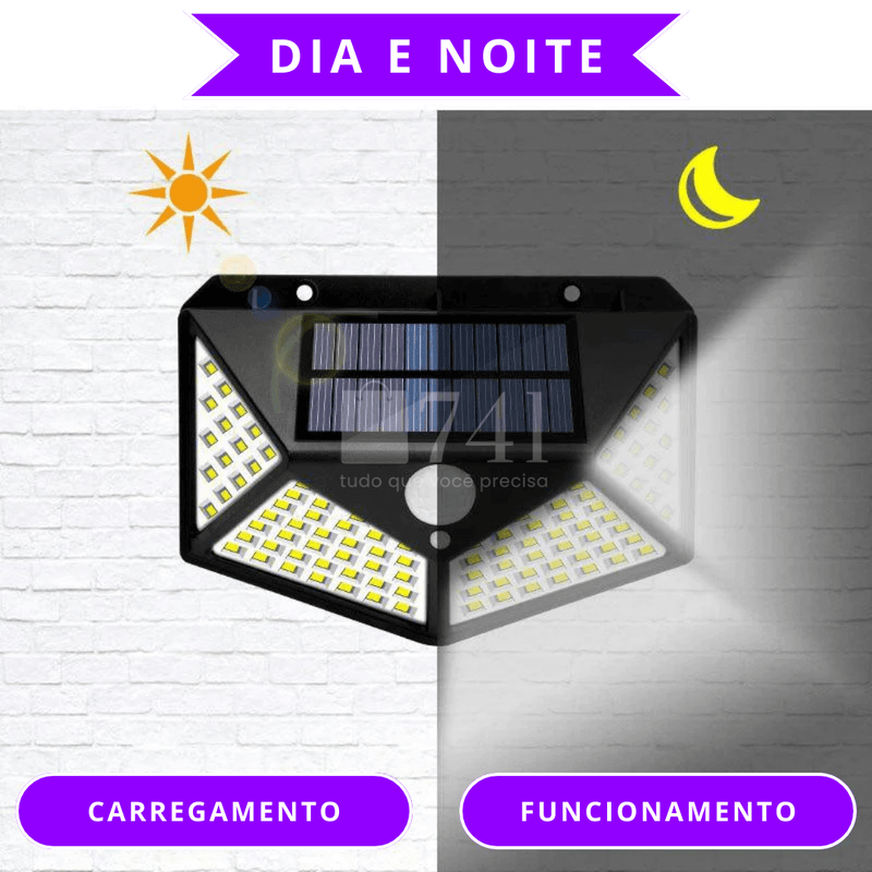 Arandela Refletor Solar LED com Sensor de Presença para Iluminação Externa - SolarEco