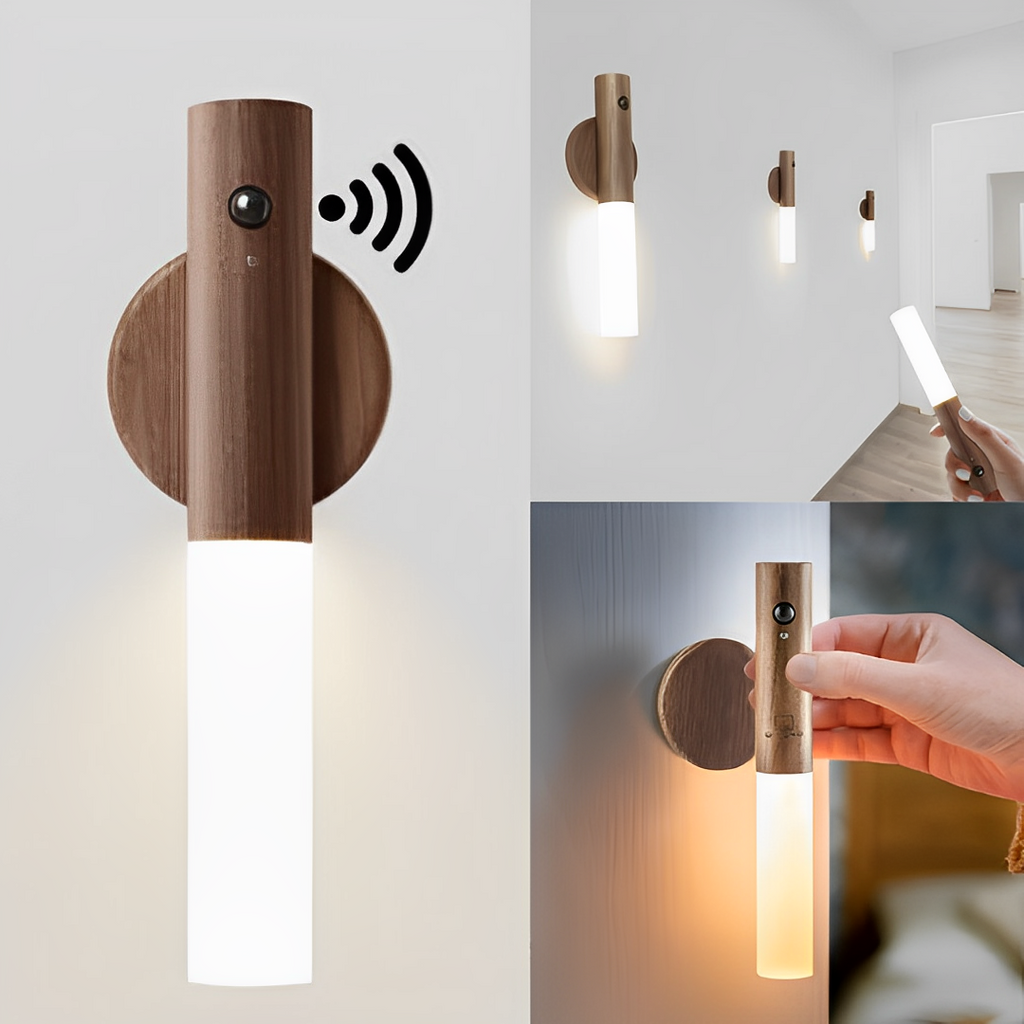 Luminária Luz LED de Parede com Sensor de Movimento Recarregável e Base Removível