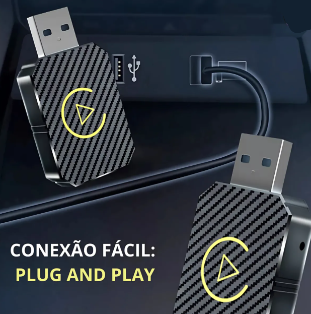Adaptador CarPlay e Android Auto Sem Fio - Frete Grátis