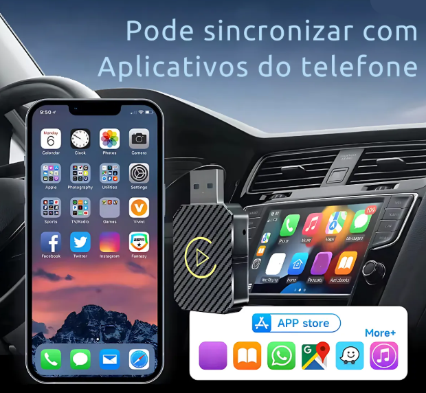 Adaptador CarPlay e Android Auto Sem Fio - Frete Grátis