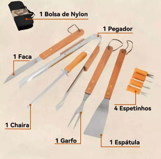 Kit Churrasco Completo Lorben - Frete Grátis