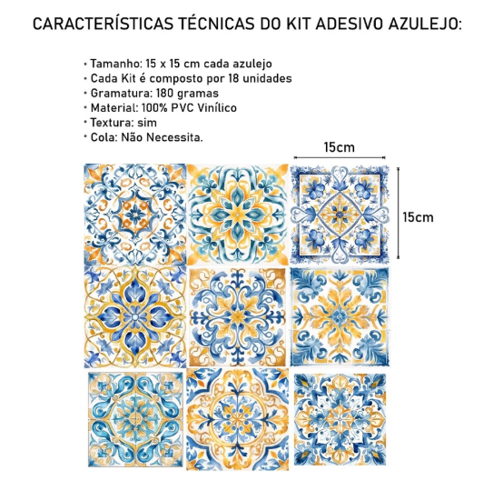 Kit Adesivo de Azulejo Português  - Frete Grátis !