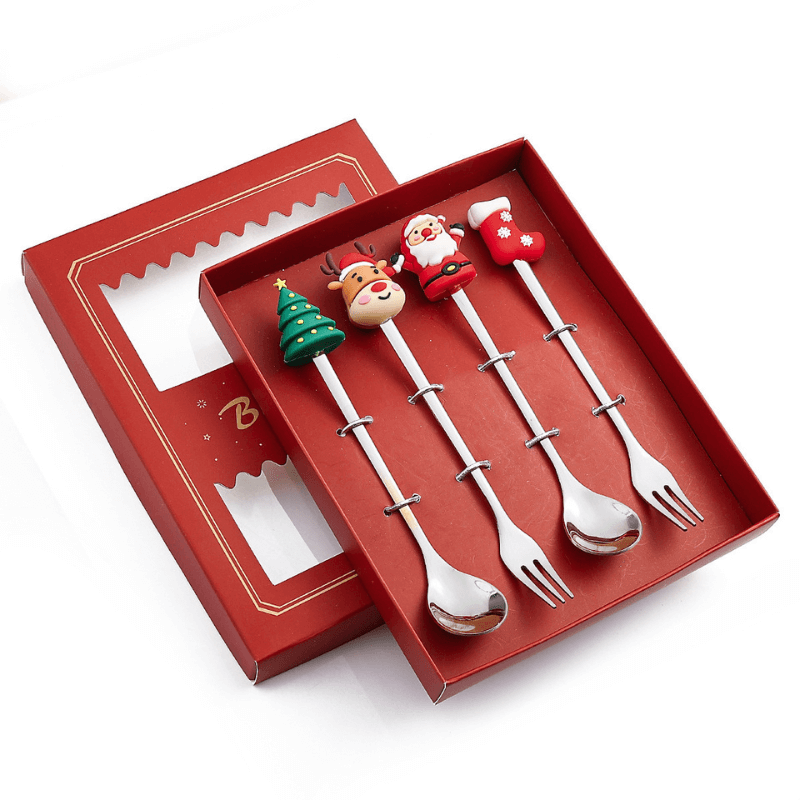 Conjunto Talheres Decoração Mesa Posta de Natal Aço Inox