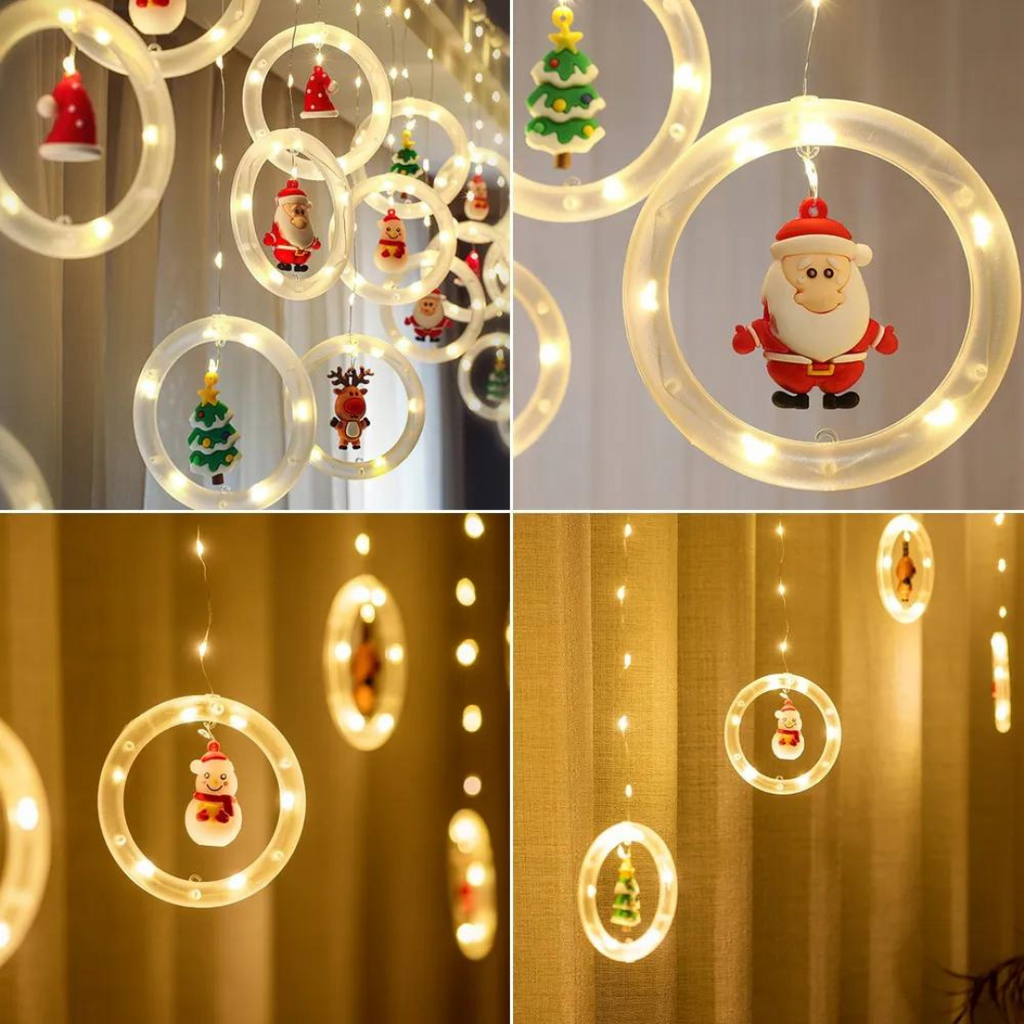 Corda de Luz LED Personagens Natalinos Enfeites e Decoração de Natal