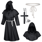 Roupa Medieval com Capuz Fantasia Halloween Monge, Mago e Sacerdote