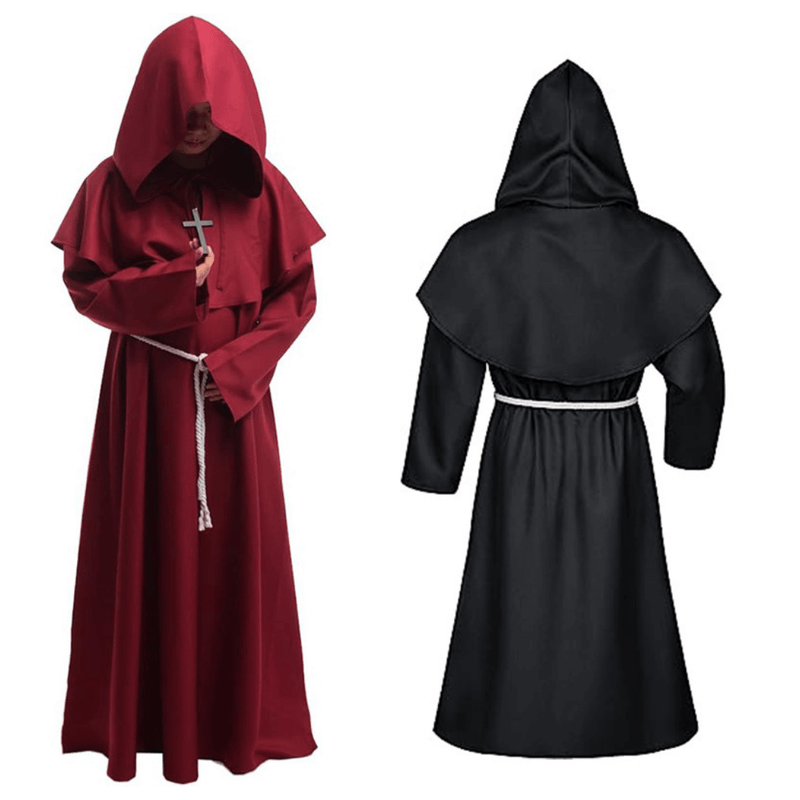 Roupa Medieval com Capuz Fantasia Halloween Monge, Mago e Sacerdote