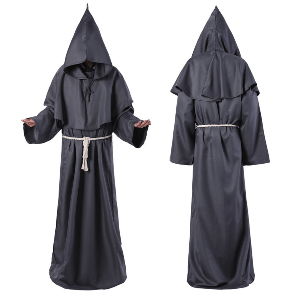 Roupa Medieval com Capuz Fantasia Halloween Monge, Mago e Sacerdote