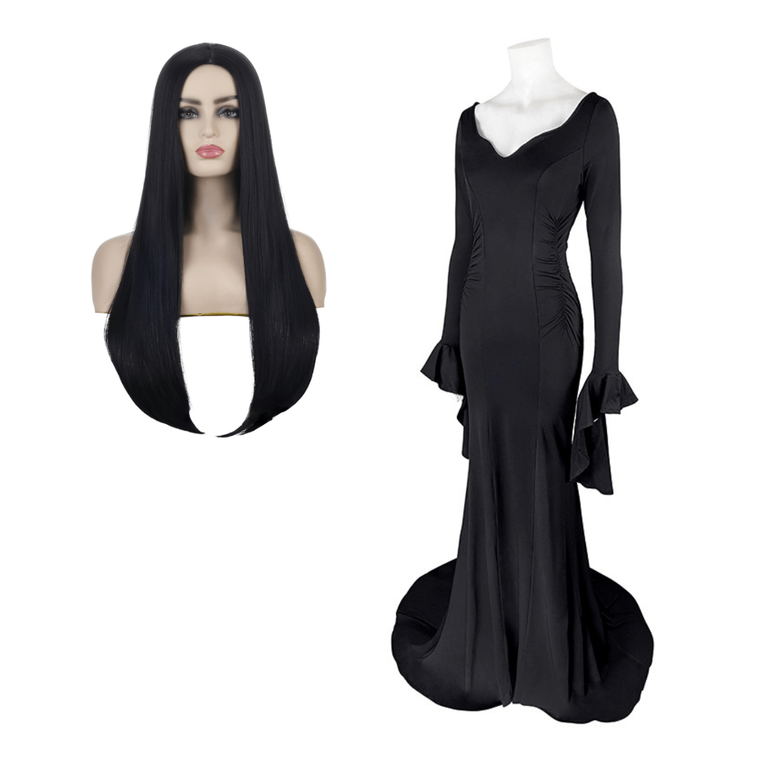 Morticia Addams Fantasia Halloween Família Wandinha