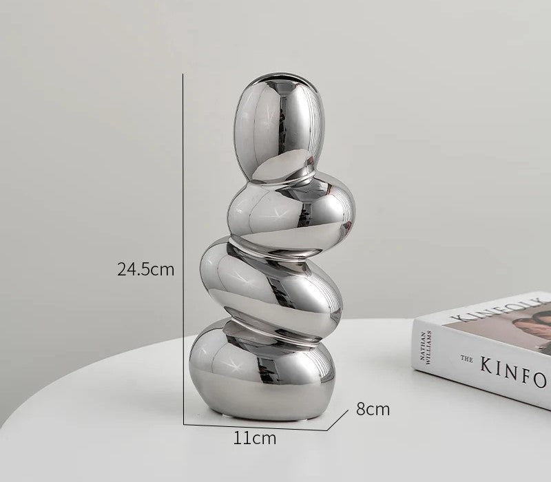 Vaso de Cerâmica para Decoração de Casa Moderna - Vaso Espiral Oval