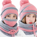 Kit Inverno Feminino Touca Gorro, Cachecol e Máscara Aveludada em Lã Pelúcia