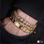 Kit Luxo 3 Pulseiras Masculinas de Aço Inoxidável Joias Artesanais