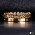 Kit Luxo 3 Pulseiras Masculinas de Aço Inoxidável Joias Artesanais