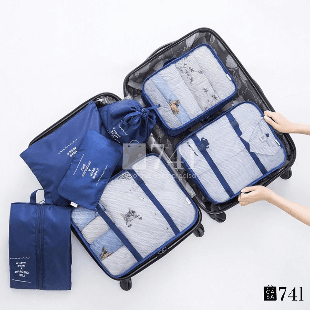 Kit Organizador de Mala para Viagem Happy Travel™ - 7 peças [BRINDE 1 Necessarie]