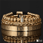 Kit Romano 3 Pulseiras Masculinas de Aço Inoxidável Joias Artesanais