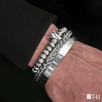 Kit Romano 3 Pulseiras Masculinas de Aço Inoxidável Joias Artesanais