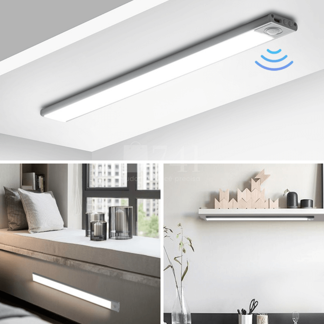 Luminária LED Fina com Sensor de Presença Recarregável e sem Fio