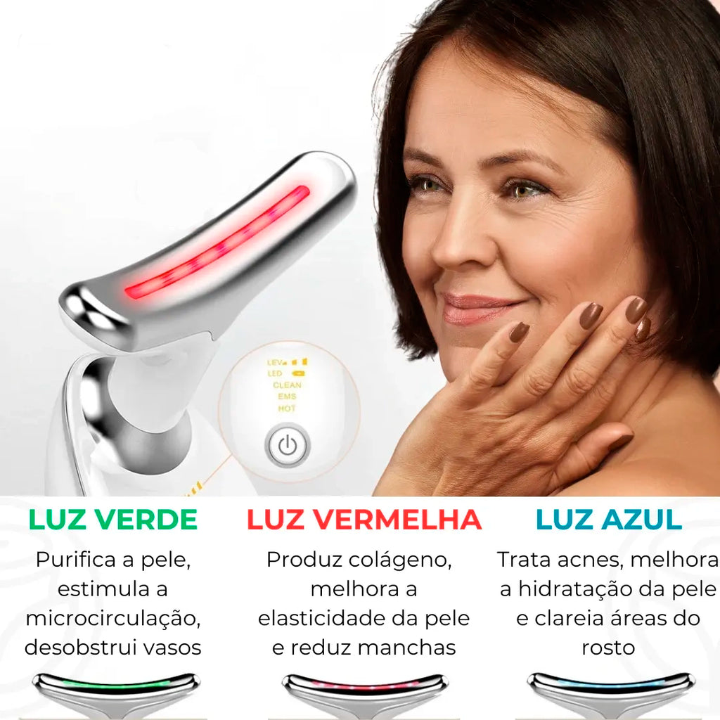Massageador Facial com Fototerapia Anti-Rugas e Papadas