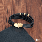 Pulseira de Couro Masculina 4 em 1