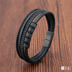 Pulseira de Couro Masculina 4 em 1