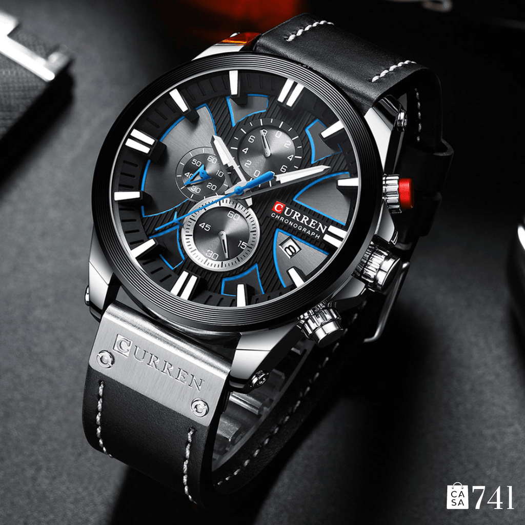 Relógio Masculino Quartzo de Couro Curren Estilo Casual [+BRINDE]