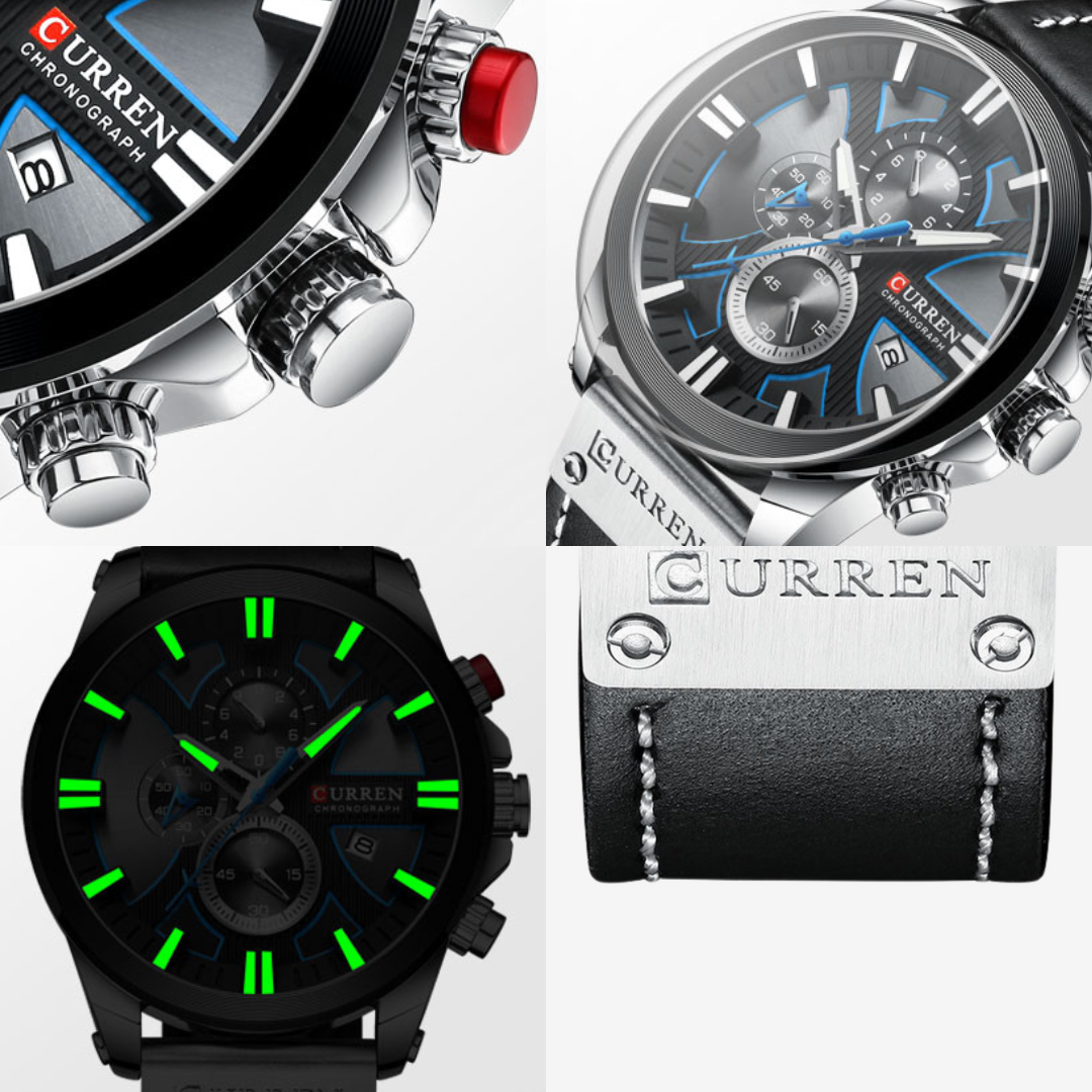 Relógio Masculino Quartzo de Couro Curren Estilo Casual [+BRINDE]