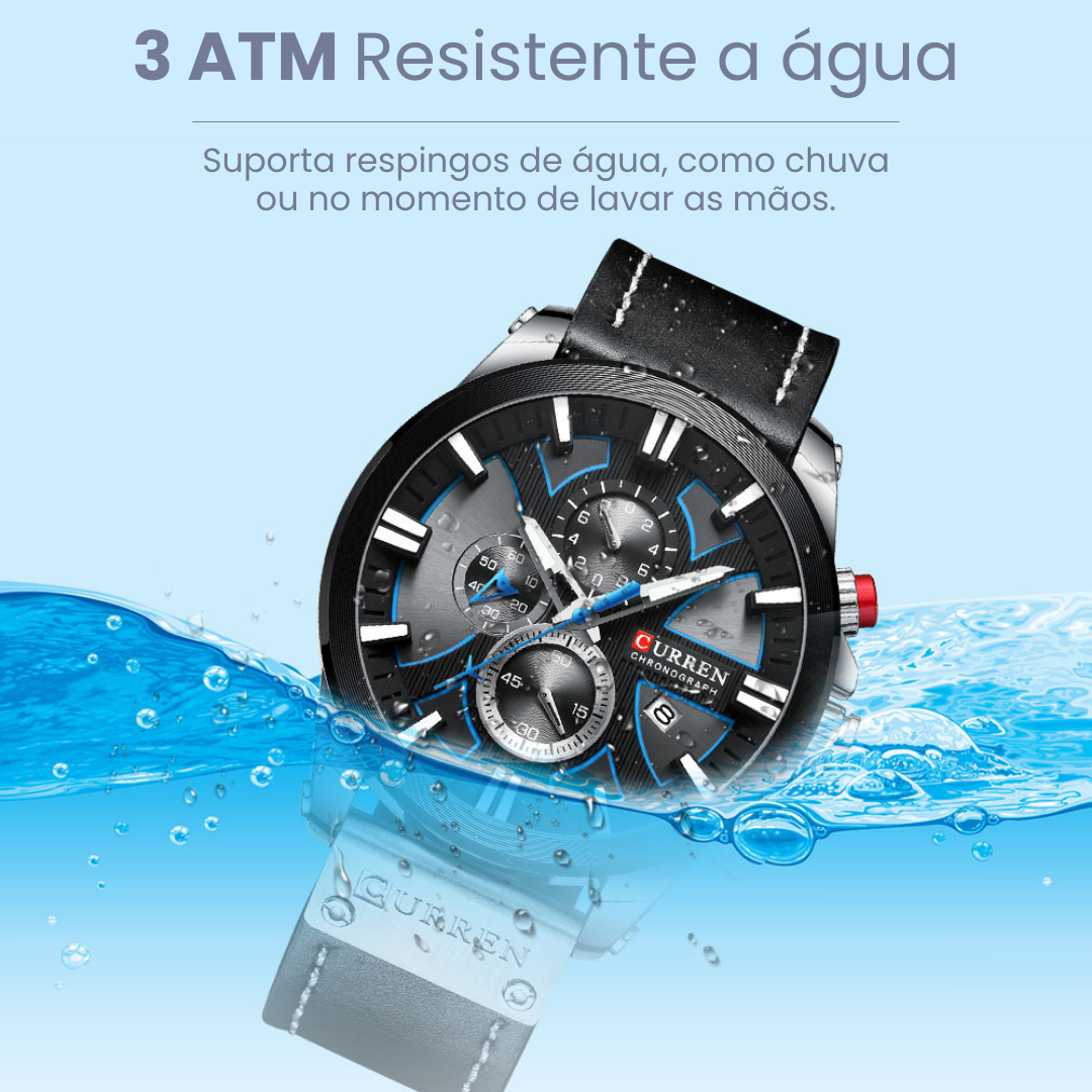 Relógio Masculino Quartzo de Couro Curren Estilo Casual [+BRINDE]
