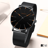 Relógio Masculino de Luxo Geneva Preto e Laranja - Aço Inoxidável