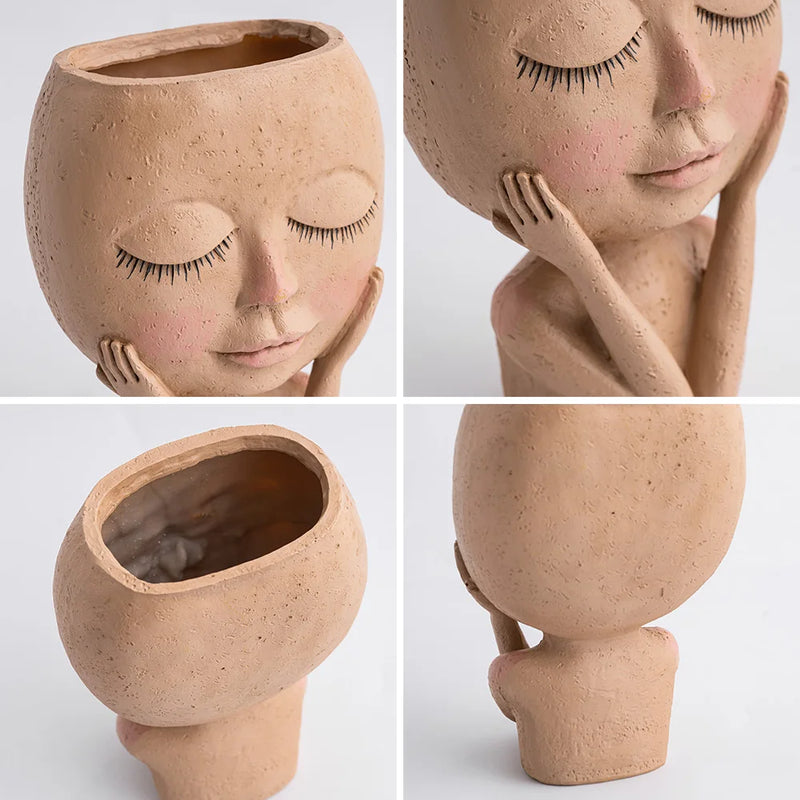 Vaso para Decoração de Casa de Cerâmica - Vaso Rosto Menina