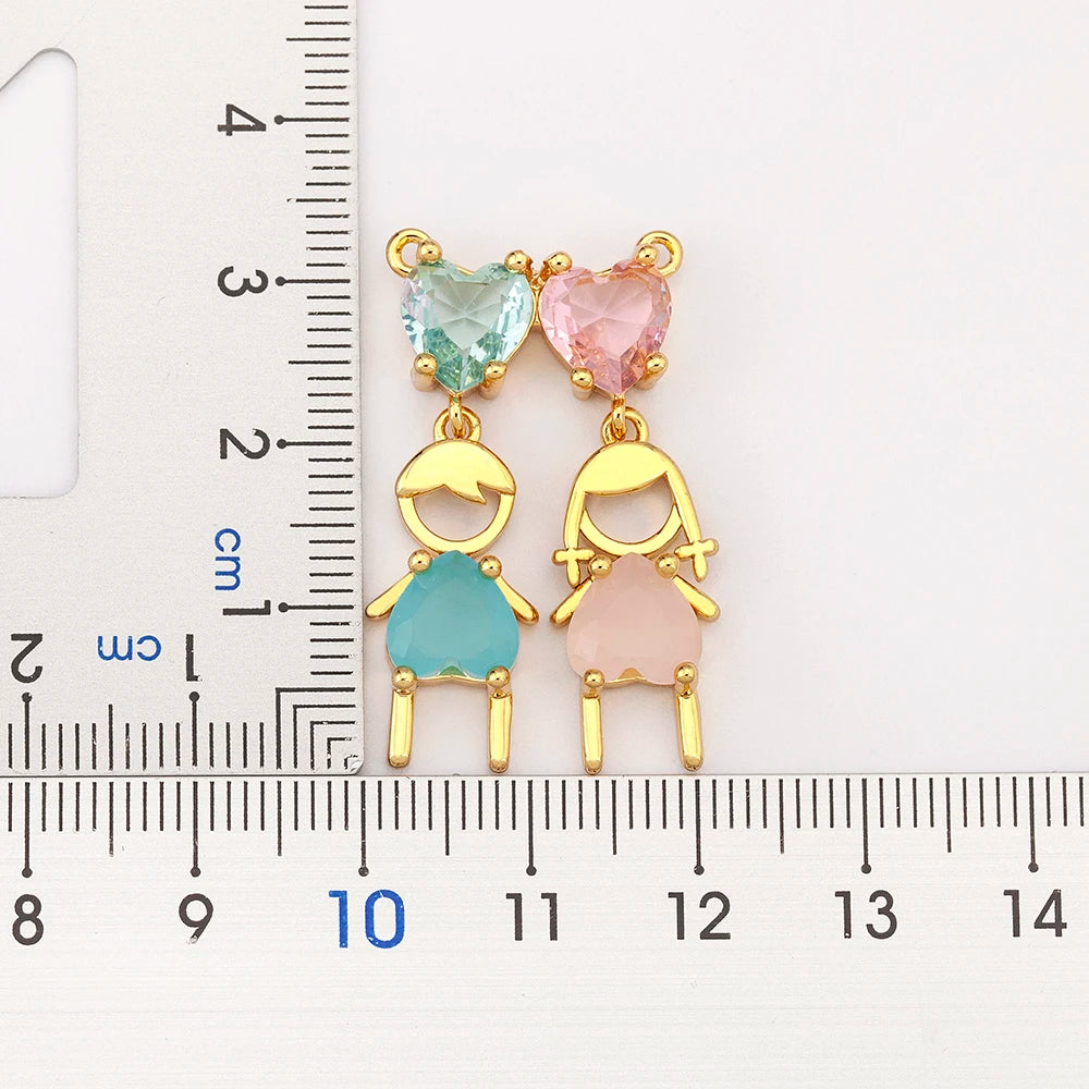 Colar de Filhos com 2 e 3 Pingentes com Zircônia Menino e Menina