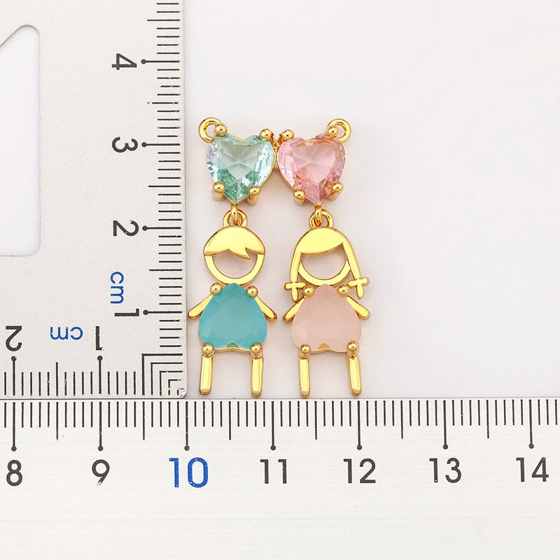 Colar de Filhos com 2 e 3 Pingentes com Zircônia Menino e Menina