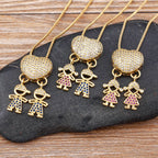 Colar de Filhos com 2 e 3 Pingentes com Zircônia Menino e Menina Jóia Requintada